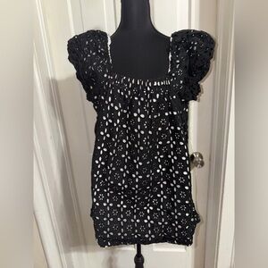 Women’s plus size 16 Ashley Stewart Black Eyelet Blouse, shirt, top